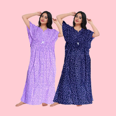 RUCHIKA ENTERPRISES Women Nighty(Purple, Black)