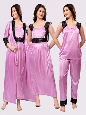 Punchi Women Nighty with Robe(Purple)
