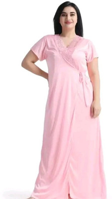 A K FASHION Women Nighty(Pink)