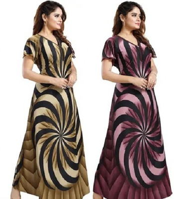 kavyansh Women Nightdress(Multicolor, Brown)