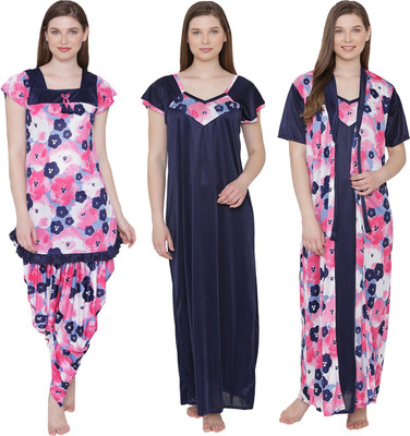 PHALIN Women Nighty Set(Multicolor)