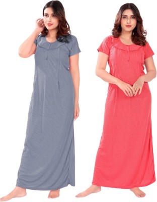 Nemaki Women Maternity/Nursing Nighty(Grey, Pink)