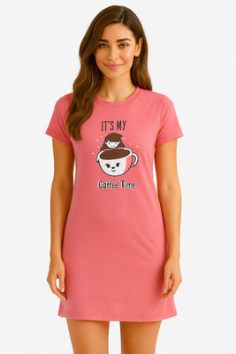Lipshe Cartoon Women Round Neck Pink T-Shirt