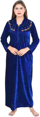 L r textiles Women Nighty(Blue)