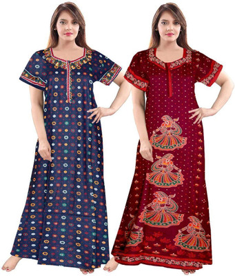 Geet Ethnica Women Nighty(Multicolor)