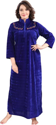 Shri Hub Women Nighty(Dark Blue)