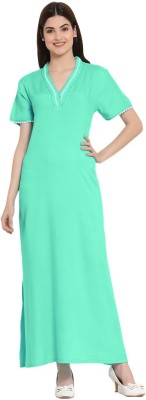 patrorna Women Nighty(Light Green)