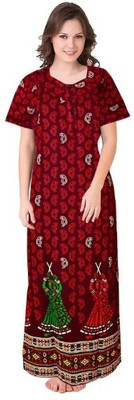 Gauri Creation Women Nighty(Maroon)