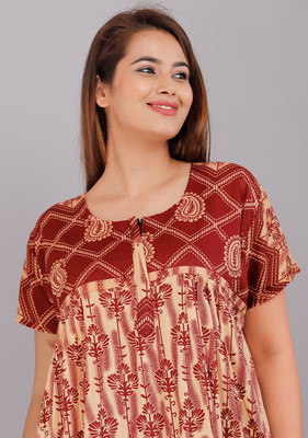RR CREATION Women Nighty(Red)