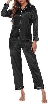 Rajat Enterprises Women Nighty Set(Black)