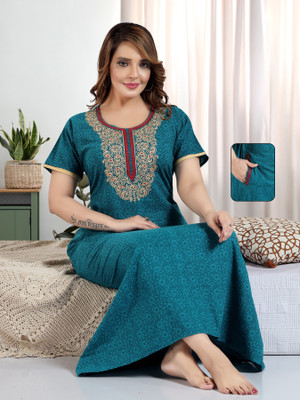 MANUSHREE Women Nighty(Light Green)