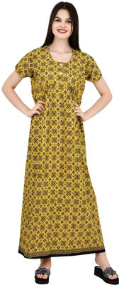 LDHSATI Women Nighty(Yellow, Brown)