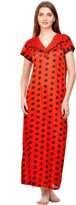 Boosah Women Nighty(Red, Black)