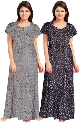AAKARSHANA CREATION Women Maternity/Nursing Nighty(Grey, Black)