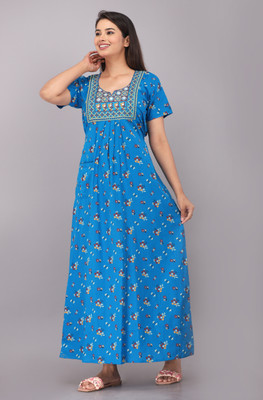Anand Prints Women Nighty(Blue)