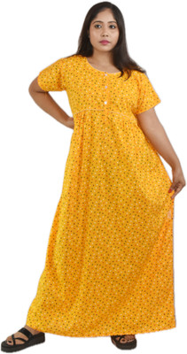 BDROX Women Nighty(Yellow)