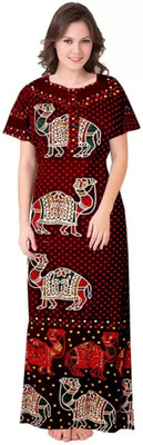 Homezilla Women Nighty(Maroon)