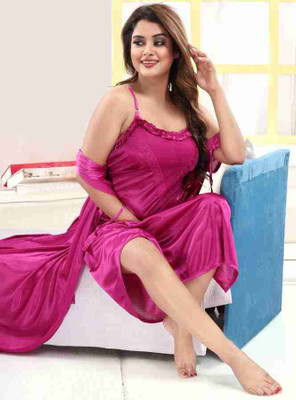 DIVYASTRI FASHION Women Solid Pink Night Suit Set
