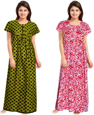 HANDICRAFT VASTRA Women Nighty Set(Green, Orange, Maroon, Black)