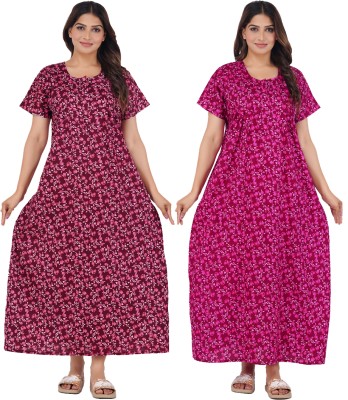 Wristy Women Nighty(Purple, Pink)