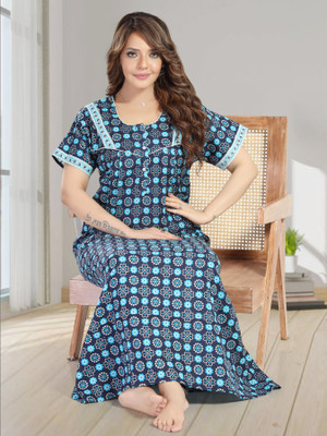SHLOKE Women Nightdress(Dark Blue)