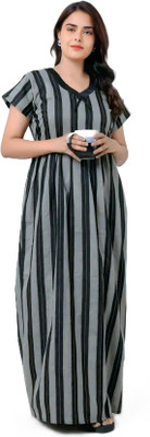 ANSHIKATOZ Women Nighty with Robe(Black)