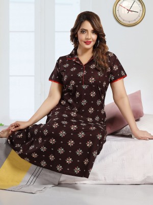 TRUNDZ Women Nighty(Brown)