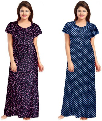 HANDICRAFT VASTRA Women Nighty(Blue, Purple)