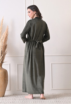 Dreamom Women Nighty(Dark Green)