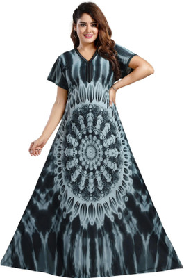 VELEZZA Women Nighty(Grey, Green)