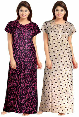Shunit creation Women Nighty(Pink, Beige)