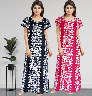 AakarShana Women Nighty Set(Black, Pink)
