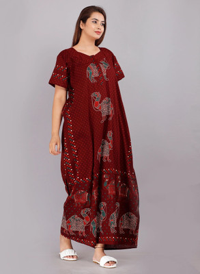 Homezilla Women Nighty(Maroon)