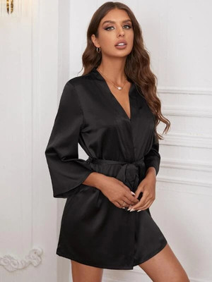 CELOSIA Women Robe(Black)