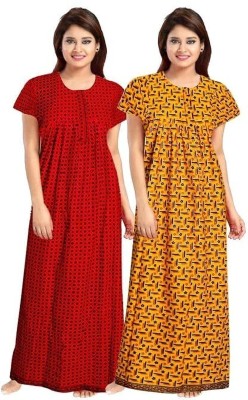 YUKATA Women Nighty Set(Red, Yellow)