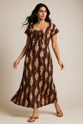 KushiNighties Women Nighty(Brown)