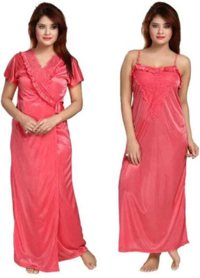 Iconicitems Women Nighty(Maroon)