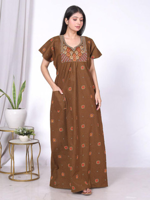 Durga Enterprises Women Nightdress(Brown)