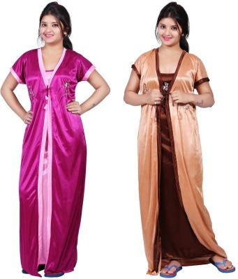 BAILEY SELLS Women Nighty with Robe(Multicolor)