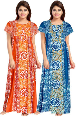 SILVER ORGANISATION Women Nighty(Orange, Blue)