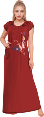 HouseOfCommon Women Nighty(Maroon)