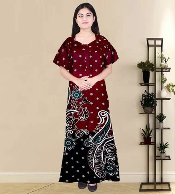Homezilla Women Nighty(Maroon)