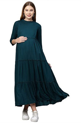 Shri Shyama Creation Women Maternity/Nursing Nighty(Blue)