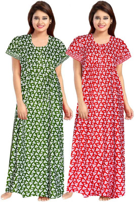 PINK CITY MART Women Nighty Set(Green, Red)