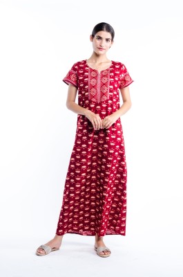 NIHSAMAH Women Nighty(Maroon)