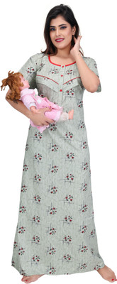 ANKONA Women Maternity/Nursing Nighty(Green)