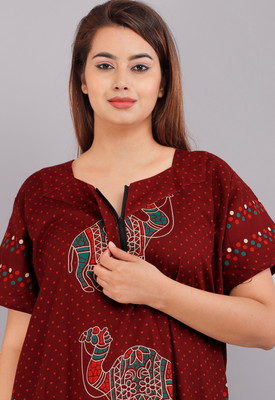 dinesh enterprises Women Nighty(Maroon)