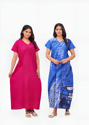 Gentle Touch Women Nighty(Pink, Blue)