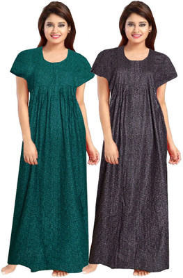 Hans Crafted Women Nighty Set(Green, Black)