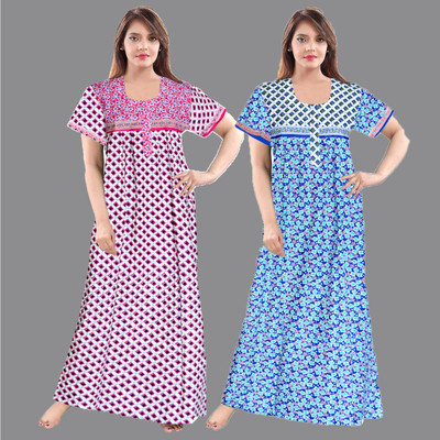 Shunit creation Women Nighty(Blue, Pink)